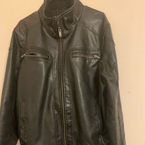 Guess Black Leather Jacket XL